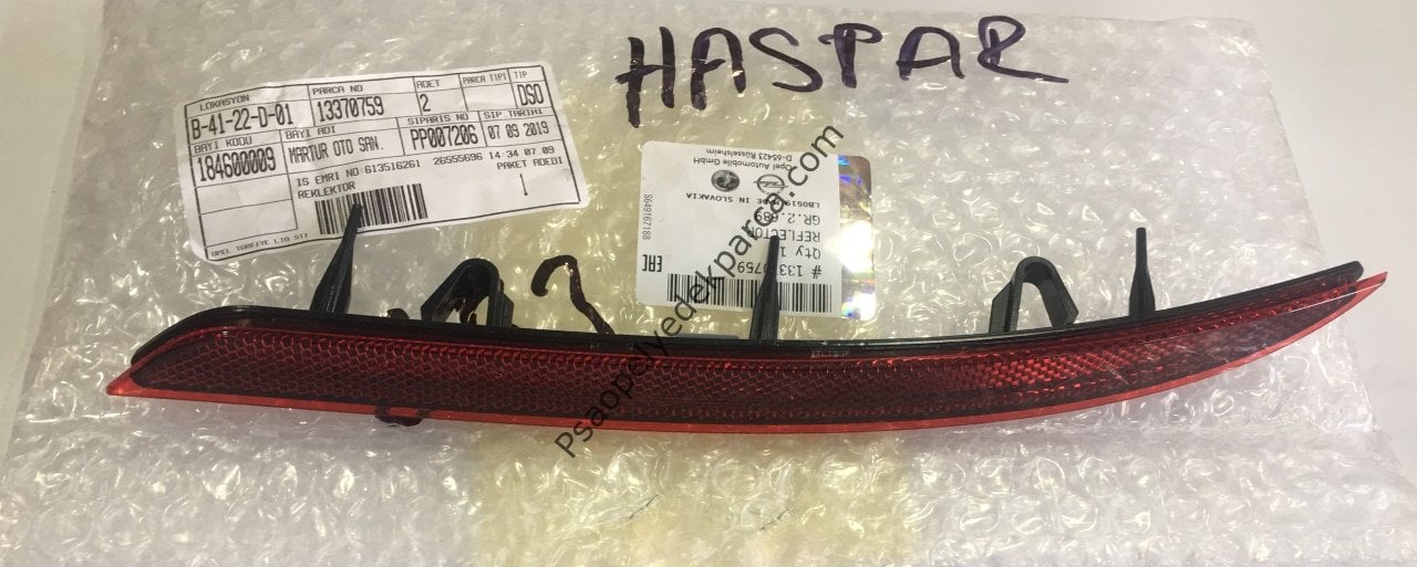 Opel Astra J Arka Tampon Sol Arka Reflektör Makyajlı Kasa Sol Kedi Gözü