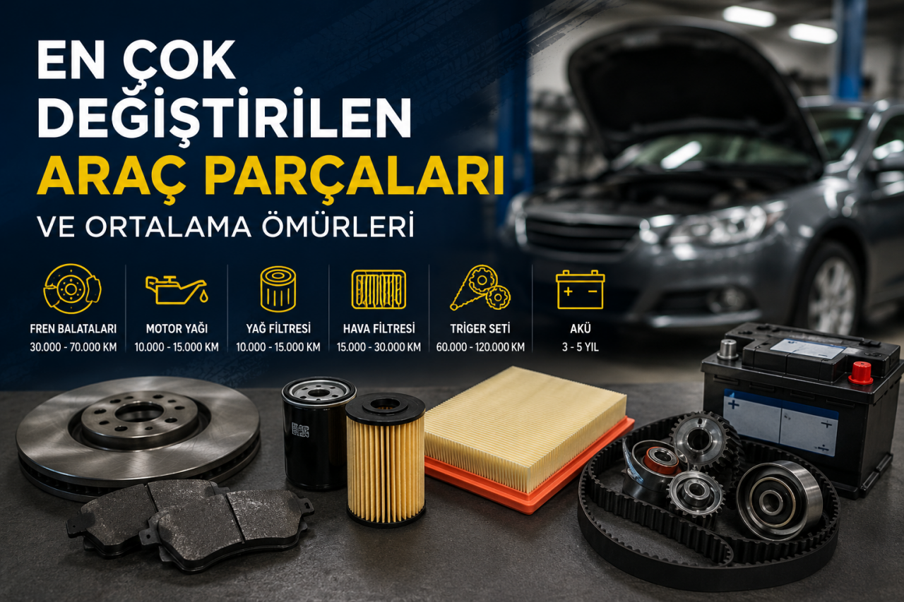 En Çok Değiştirilen Araç Parçaları ve Ortalama Ömürleri (%38)