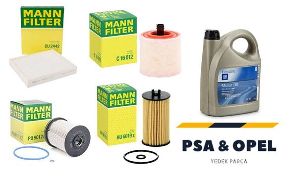 Opel Astra K 1.6 CDTi Periyodik Bakım Filtre Seti  MANN +Motor Yağı Orjinal GM 95-160 HP
