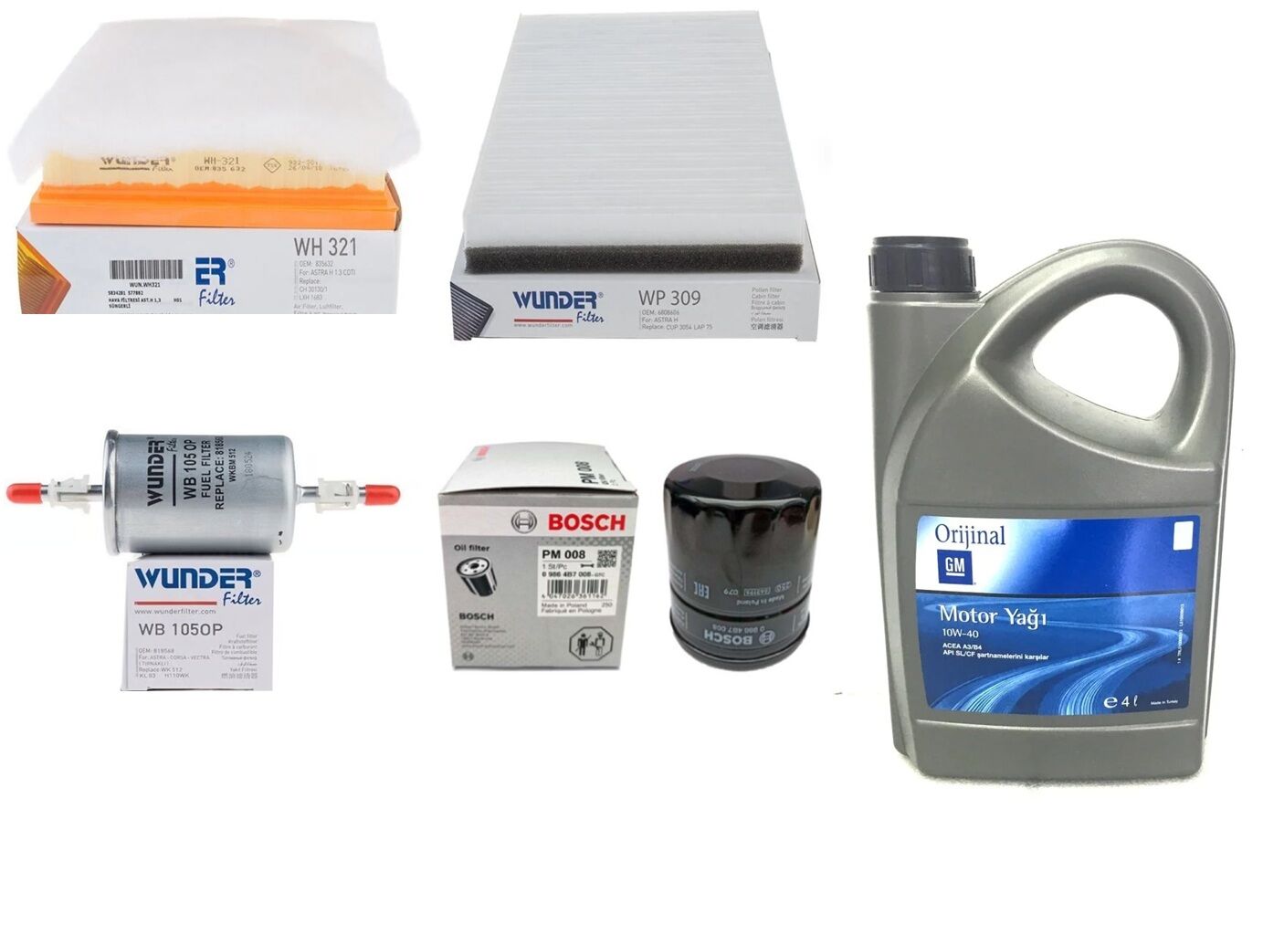 Opel Astra G 1.4 /1.6 Periyodik Bakım Seti Bujisiz (GM 10W40 Yağlı)