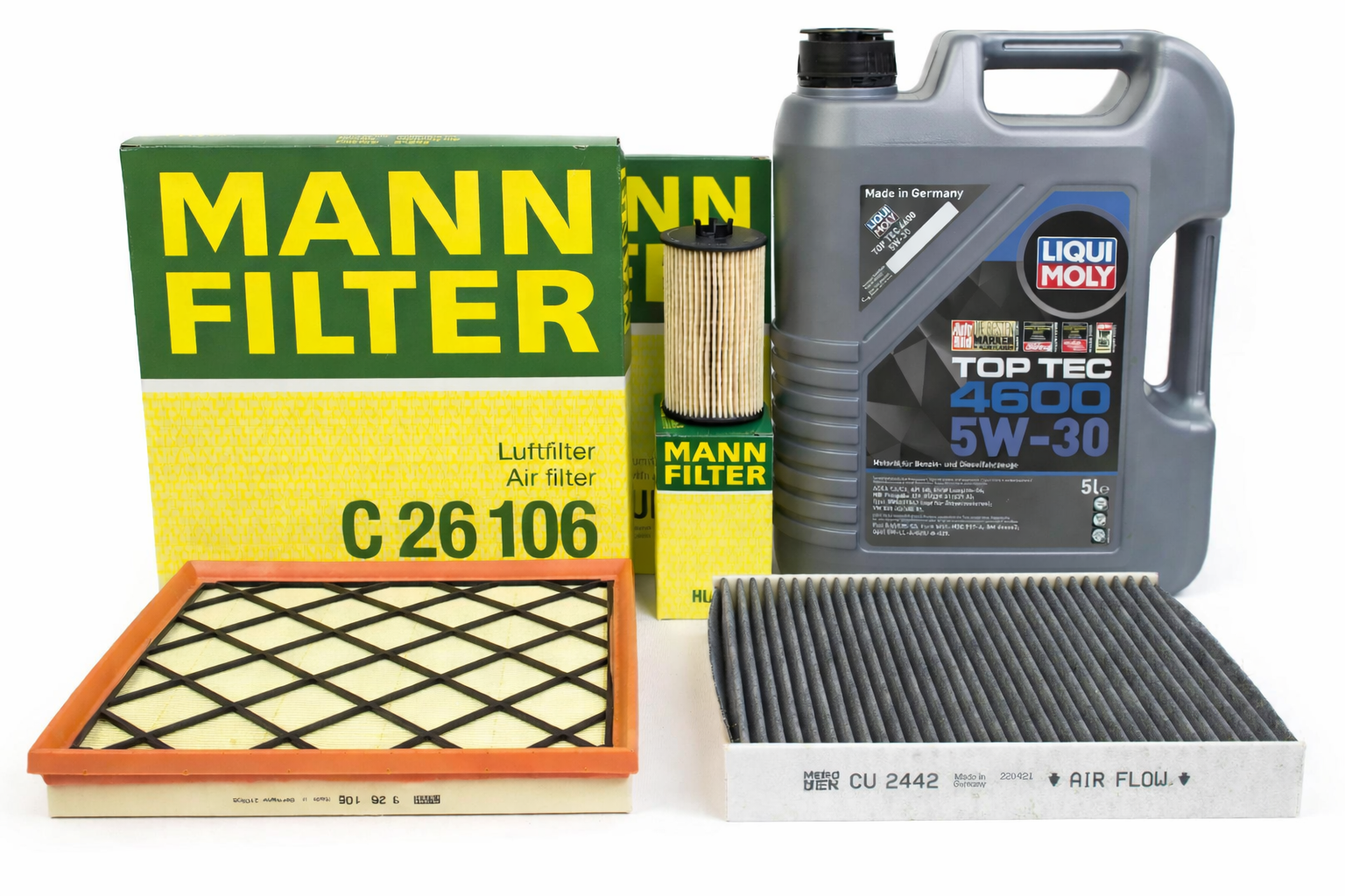 Opel Astra J 1.6 Benzinli 115 BG Periyodik Bakım Mann Filtre Seti + Liqui Moly Top Tec 4600 5W-30 5 Litre