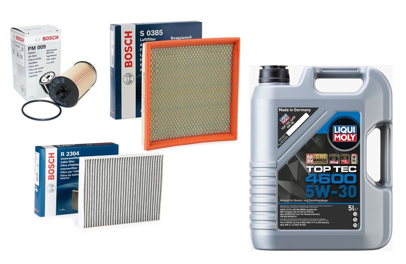 Chevrolet Cruze 1.6 Benzinli Bosch Periyodik Bakım Seti – Liqui Moly Top Tec 4600 5W-30 5 Litre