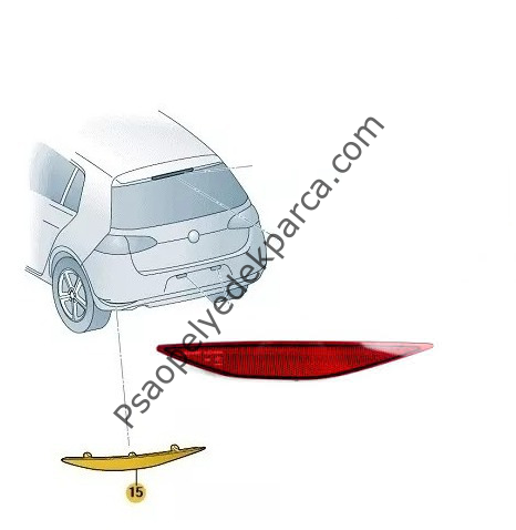 Volkswagen Golf 7 Arka Tampon Reflektörü Sol İthal Marka