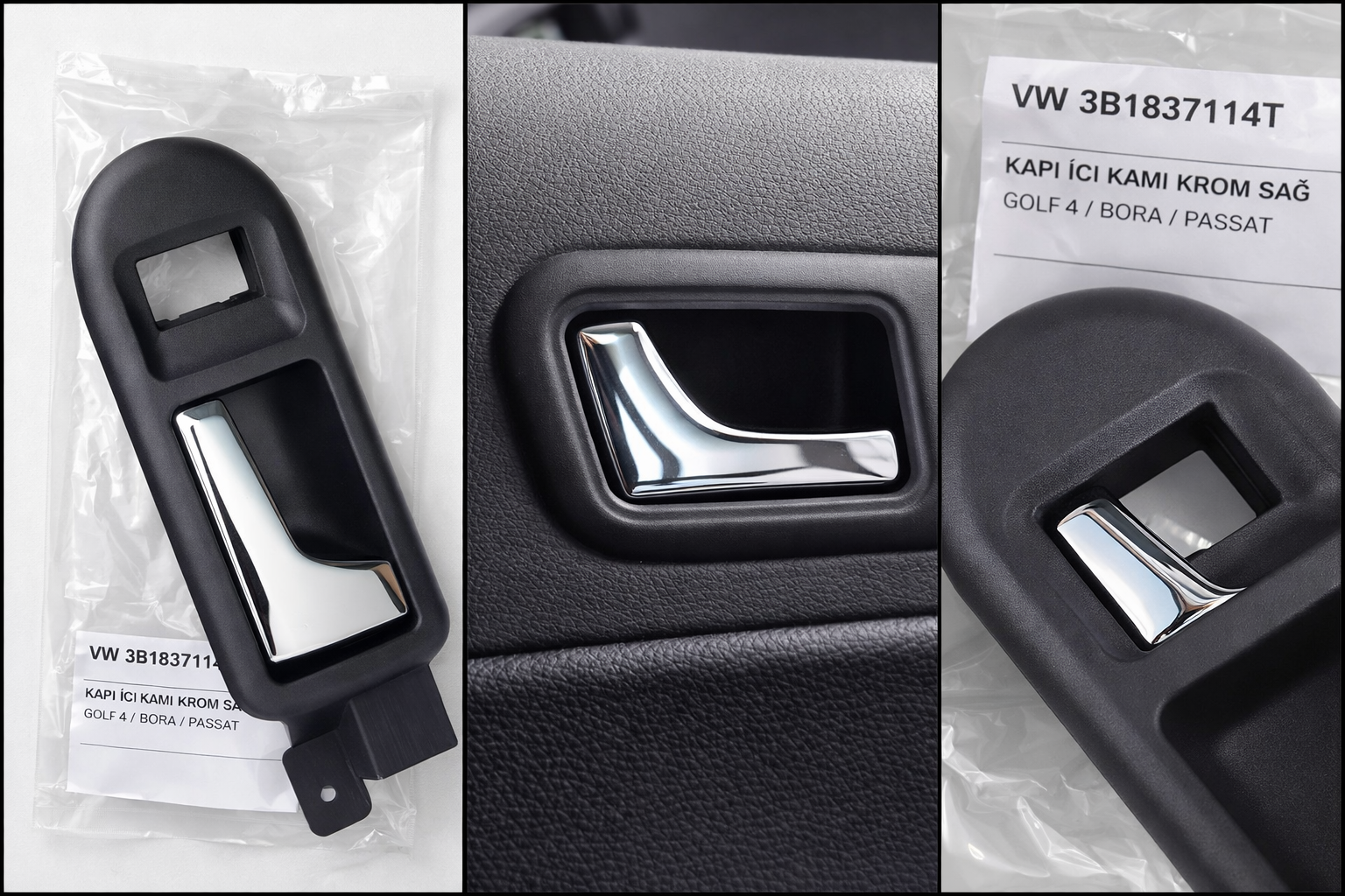 Volkswagen Golf 4 – Bora – Passat Sağ Ön Kapı İç Açma Kolu | 3B1837114T (Kromlu)
