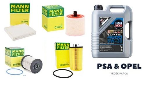 Opel Astra K 1.6 CDTi Bakım Seti MANN Filtre + Liqui Moly Top Tec 4600 5W30 5L