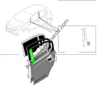 Opel Corsa E  Sol Arka Kapı Ön Yapıştırıcı Folyo  Siyah 39040726