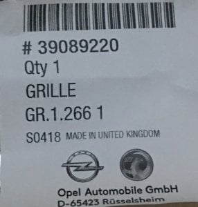 Opel Astra K Ön Tampon Alt Izgarası SENSÖRLÜ 39089220