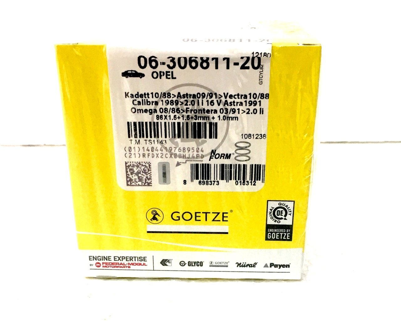 Opel Vectra B X20XEV Motor Segman Takımı 1mm  Olcu Goetze Nural 0630681120