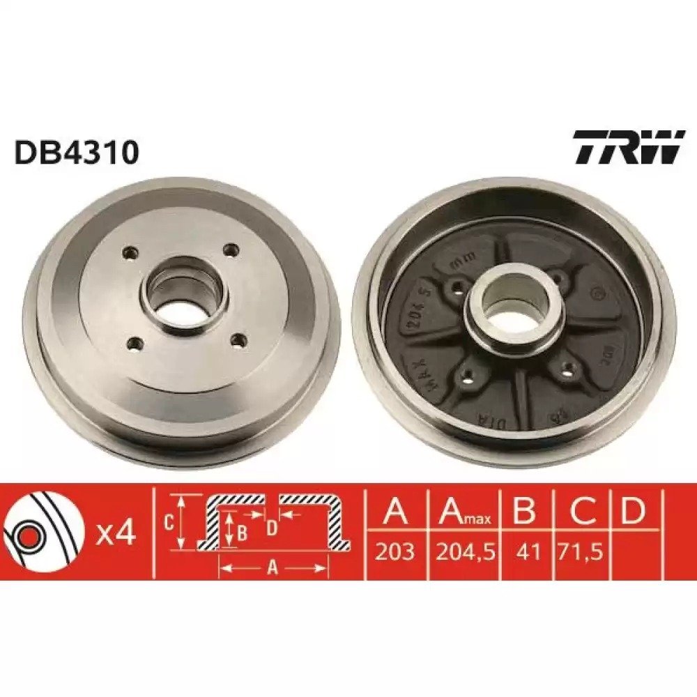 Citröen C3 Arka Fren Kampanası Trw  Marka  DB4310