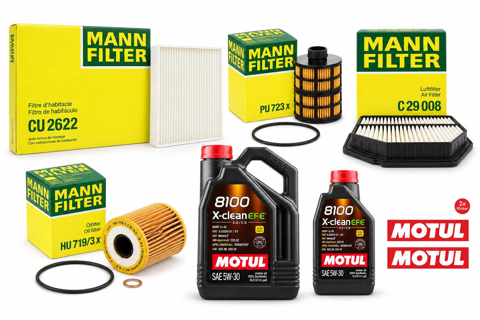 MANN FİLTRE | Chevrolet Captiva C100 2.0 Dizel Bakım Seti + 6 Litre Motul 8100 X-clean 5W30 |