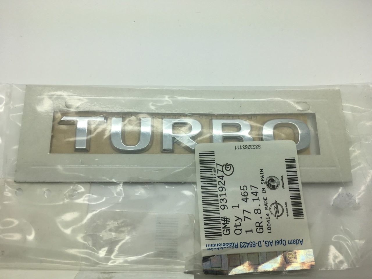 Opel Astra J TURBO  Yazısı Krom -93192477